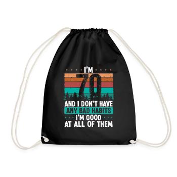 70 Year Old Birthday Funny Humor 70 Birthday - Drawstring Bag - black - Front