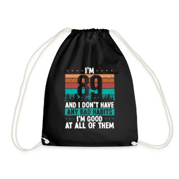 89 Year Old Birthday Funny Humor 89 Birthday - Drawstring Bag - black - Front
