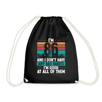 86 Year Old Birthday Funny Humor 86 Birthday - Drawstring Bag - black - Front