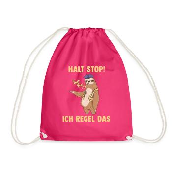 Halt Stop Ich Regel Das - Lustiges Faultier - Turnbeutel - Fuchsia - Vorne