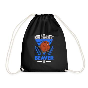 La maison est l’endroit où mon castor est Biber - Sac de sport léger - noir - Devant