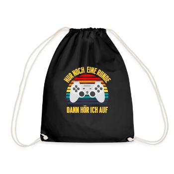 Nur noch eine Runde dann hör ich auf Gaming Shirt - Turnbeutel - Schwarz - Vorne