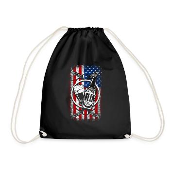 Usa American flag Brewmaster 4th of july - Drawstring Bag - black - Front