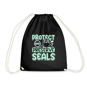 Protect and preserve seals - Drawstring Bag - black - Front
