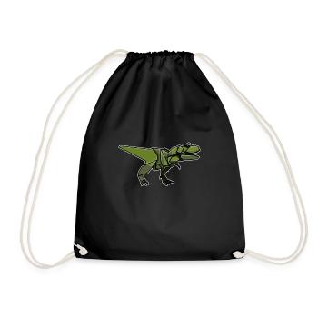 T-Rex Dinosaur Origami Paper Folding Japanese Art - Drawstring Bag - black - Front