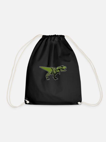 T-Rex Dinosaur Origami Paper Folding Japanese Art - Drawstring Bag - black