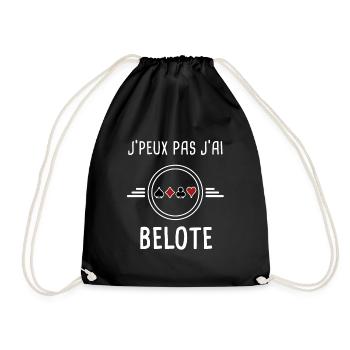 belote je peux pas j'ai belote cartes - Sac de sport léger - noir - Devant