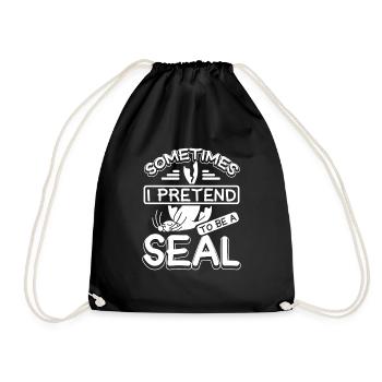 Sometimes I pretend to be a seal - Drawstring Bag - black - Front