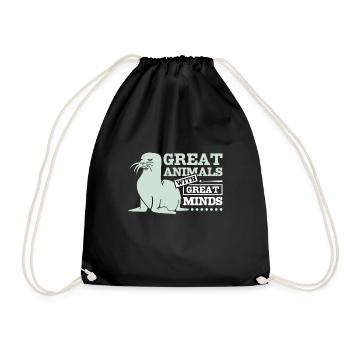 Great animals with great minds seals - Drawstring Bag - black - Front