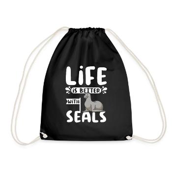Life is better with seals - Drawstring Bag - black - Front