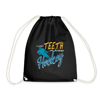 I Lost Teeth Playing Hockey Retro Funny T-Shirt - Turnbeutel - Schwarz - Vorne