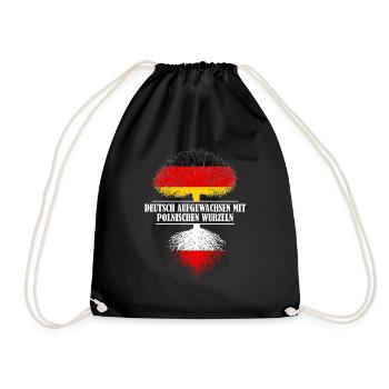 Deutsch mit polnischen Wurzeln - Turnbeutel - Schwarz - Vorne