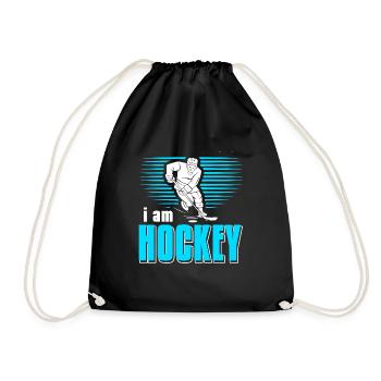 I Am Hockey Cool Awesome Retro T-Shirt Present - Drawstring Bag - black - Front