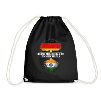 Deutsch mit indischen Wurzeln - Turnbeutel - Schwarz - Vorne
