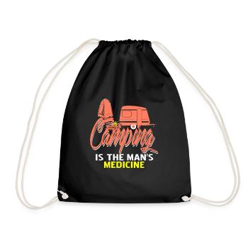 Camping Is The Man's Medicine Cool Retro Camper - Turnbeutel - Schwarz - Vorne