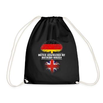 Deutsch mit britischen Wurzeln - Turnbeutel - Schwarz - Vorne