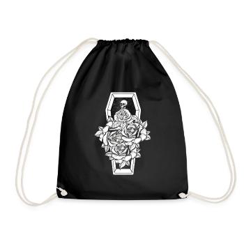 Floral Flower Skeleton Occult Gothic Halloween - Turnbeutel - Schwarz - Vorne