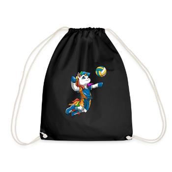 Volleyball Einhorn Jungen Mädchen - Einhorn - Turnbeutel - Schwarz - Vorne
