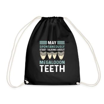 Megalodon tooth hunting. Shark Tooth Fossil Tooth - Drawstring Bag - black - Front