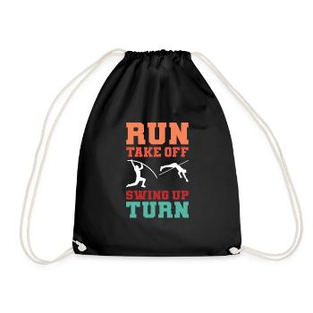 Run Take Off Swing Up Turn. Pole vault. - Drawstring Bag - black - Front