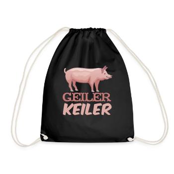 Geiler Keiler | Lustiges Wildschwein Jagd - Turnbeutel - Schwarz - Vorne