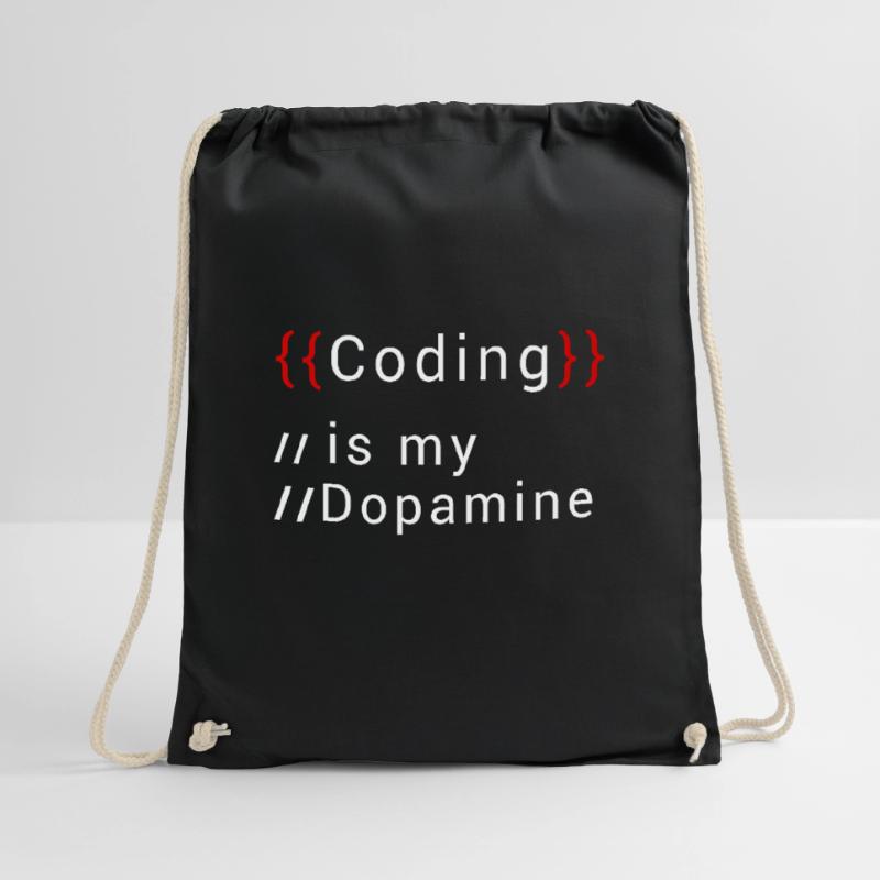 Funny Coding Is My Dopamine Coder Drawstring Bag