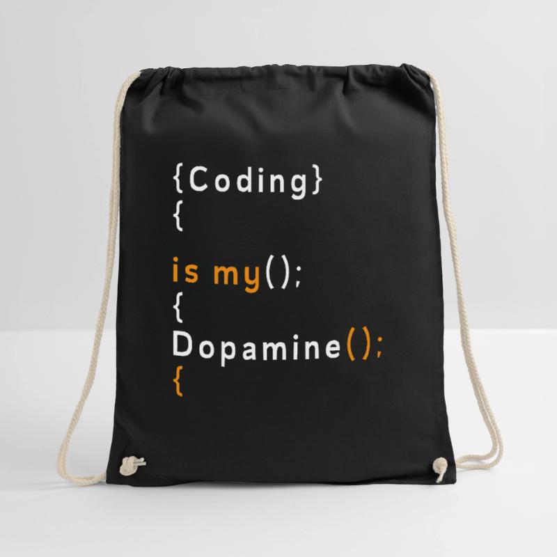 Funny Coding Is My Dopamine Coder Drawstring Bag