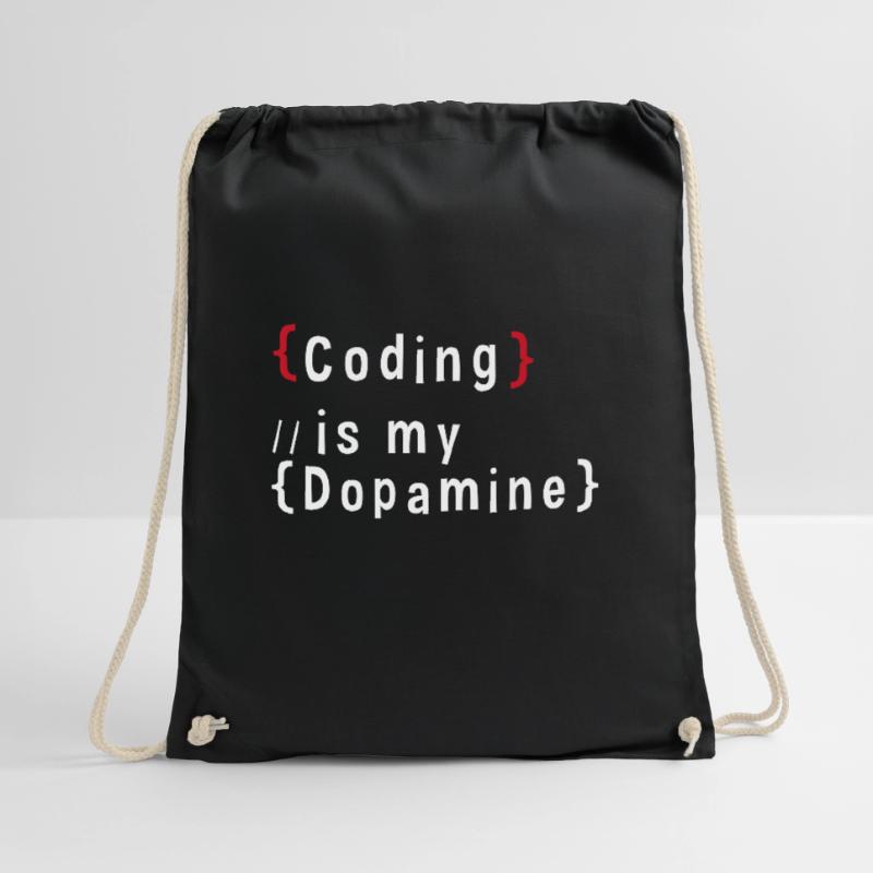 Funny Coding Is My Dopamine Coder Drawstring Bag