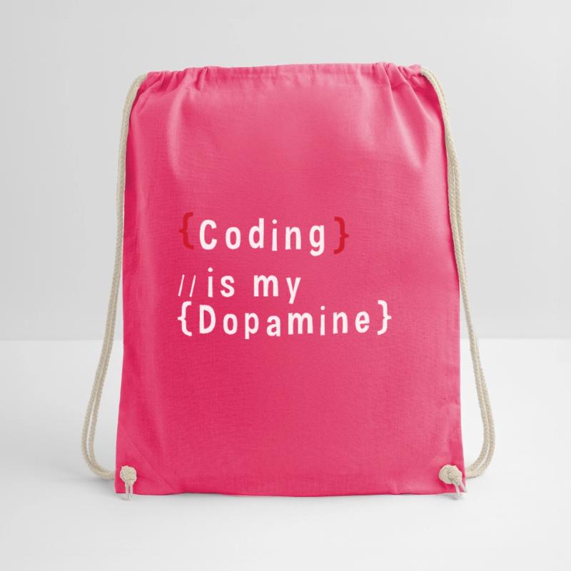 Funny Coding Is My Dopamine Coder Drawstring Bag