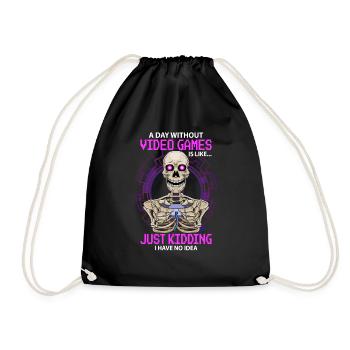 gamer gaming gaming video games gift - Drawstring Bag - black - Front