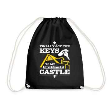 Finally got the keys to my own little castle - Drawstring Bag - black - Front