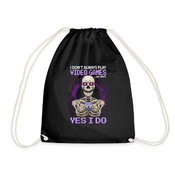 gamer gaming gaming video games gift - Drawstring Bag - black - Front
