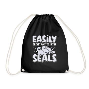 Easily distracted by seals - Drawstring Bag - black - Front