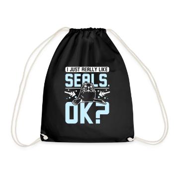 I just really like seals ok? - Drawstring Bag - black - Front