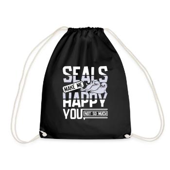 Seals make me happy you not so much - Drawstring Bag - black - Front