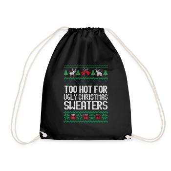 Trop chaud pour le pull de Noël moche Chemise - Sac de sport léger - noir - Devant