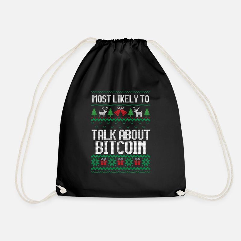 Most likely to talk about bitcoin ugly christmas - Turnbeutel - Schwarz