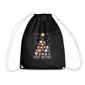 Wuff Weihnachtsbaum Hundeliebhaber Welpen Hunde - Turnbeutel - Schwarz - Vorne