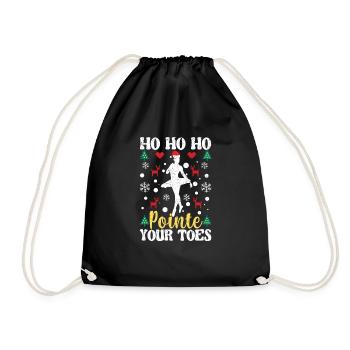 Weihnachten Ballett Tanzen Ballerina Ho Ho Ho - Turnbeutel - Schwarz - Vorne