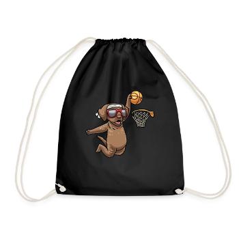 Chesapeake Bay Retriever Dog At Basketball - Drawstring Bag - black - Front