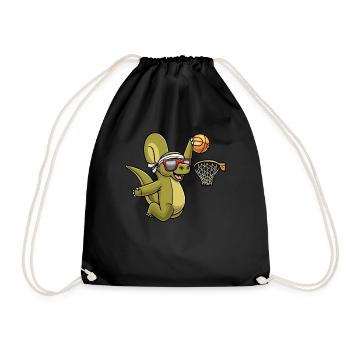 Apatosaurus Dinosaurs Play Basketball Game - Drawstring Bag - black - Front