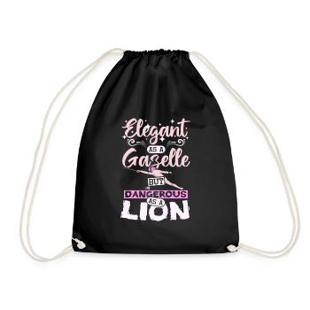 Elegant as a gazelle dangerous as a lion fencing - Drawstring Bag - black - Front