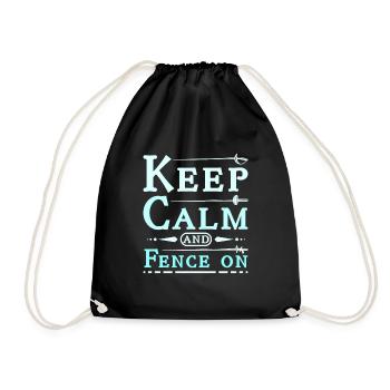 Keep calm and fence on - Drawstring Bag - black - Front