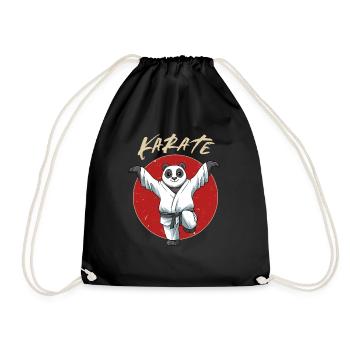 Karate Panda Crane Kick - Karate Japanische - Turnbeutel - Schwarz - Vorne