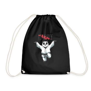 Karate Panda Crane Kick - Karate Kampf Kampfkunst - Turnbeutel - Schwarz - Vorne