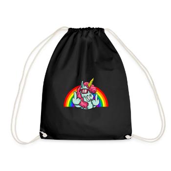EInhorn mittelfinger ich könnt mich mal - Turnbeutel - Schwarz - Vorne