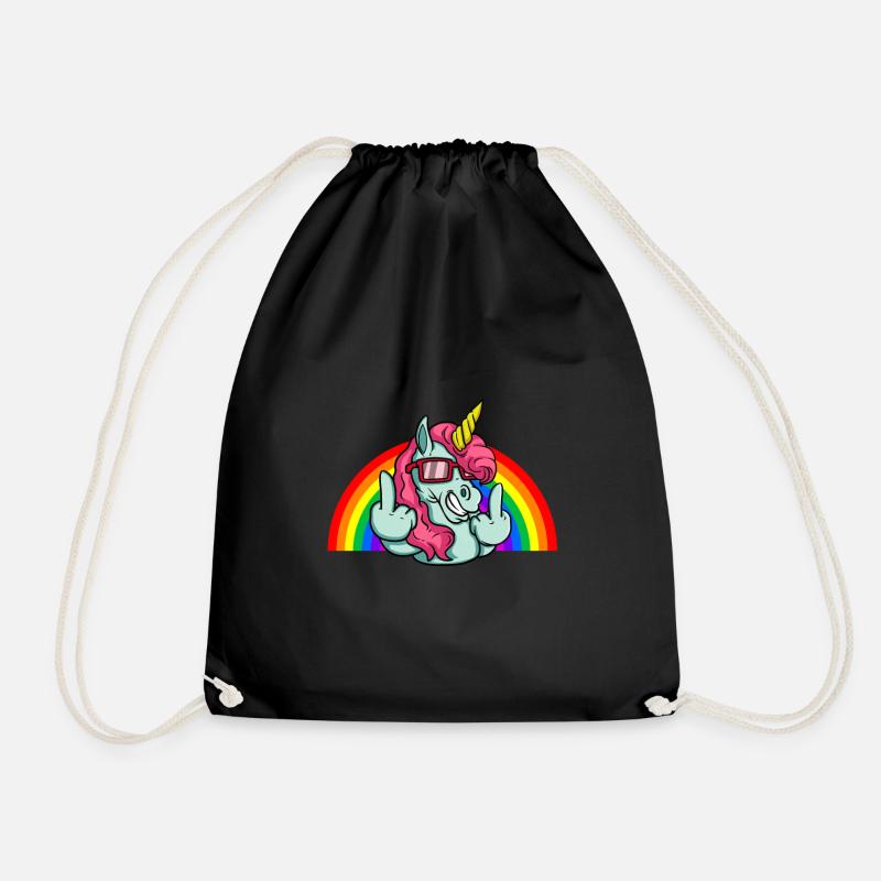 EInhorn mittelfinger ich könnt mich mal - Turnbeutel - Schwarz