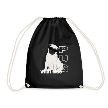 Mops find ich cool, Mops-Design für Hundeliebhaber - Turnbeutel - Schwarz - Vorne
