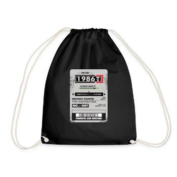 Drehstromzähler Geburtstag 1986 Geschenk - Turnbeutel - Schwarz - Vorne