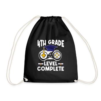 Fourth Grade Level Completed For Gamers Graduates - Drawstring Bag - black - Front